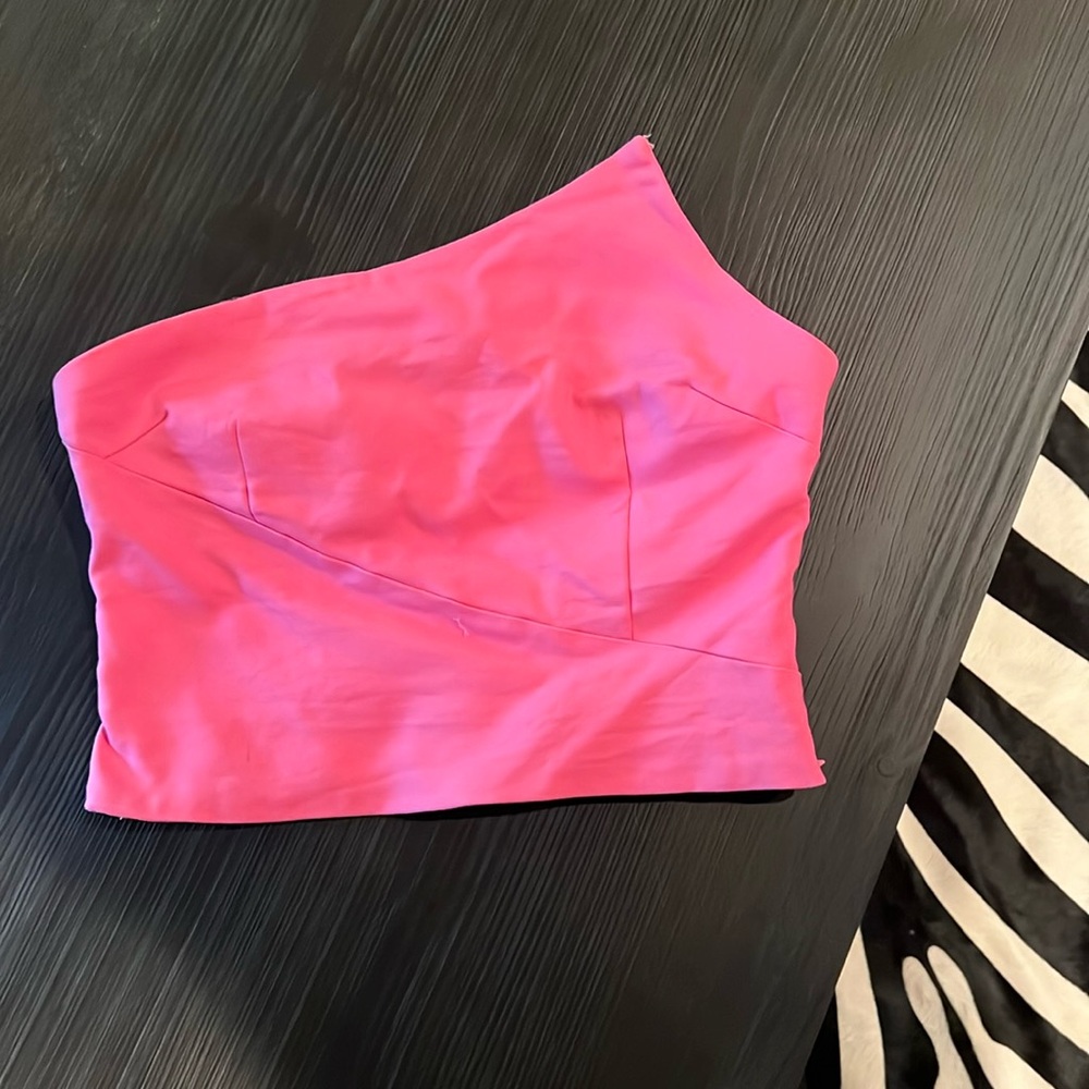 Revolve Super Down Pink Asymmetrical Crop Top Small